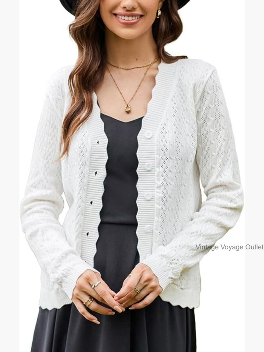 Lightweight Crochet Button Down Cardigan Sweater Spring Summer